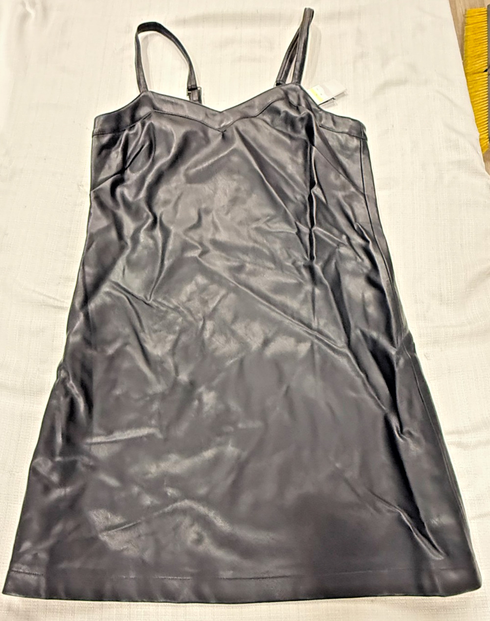DKNY Women's Black Faux Leather Sleeveless Cami Top Size 4 NWT